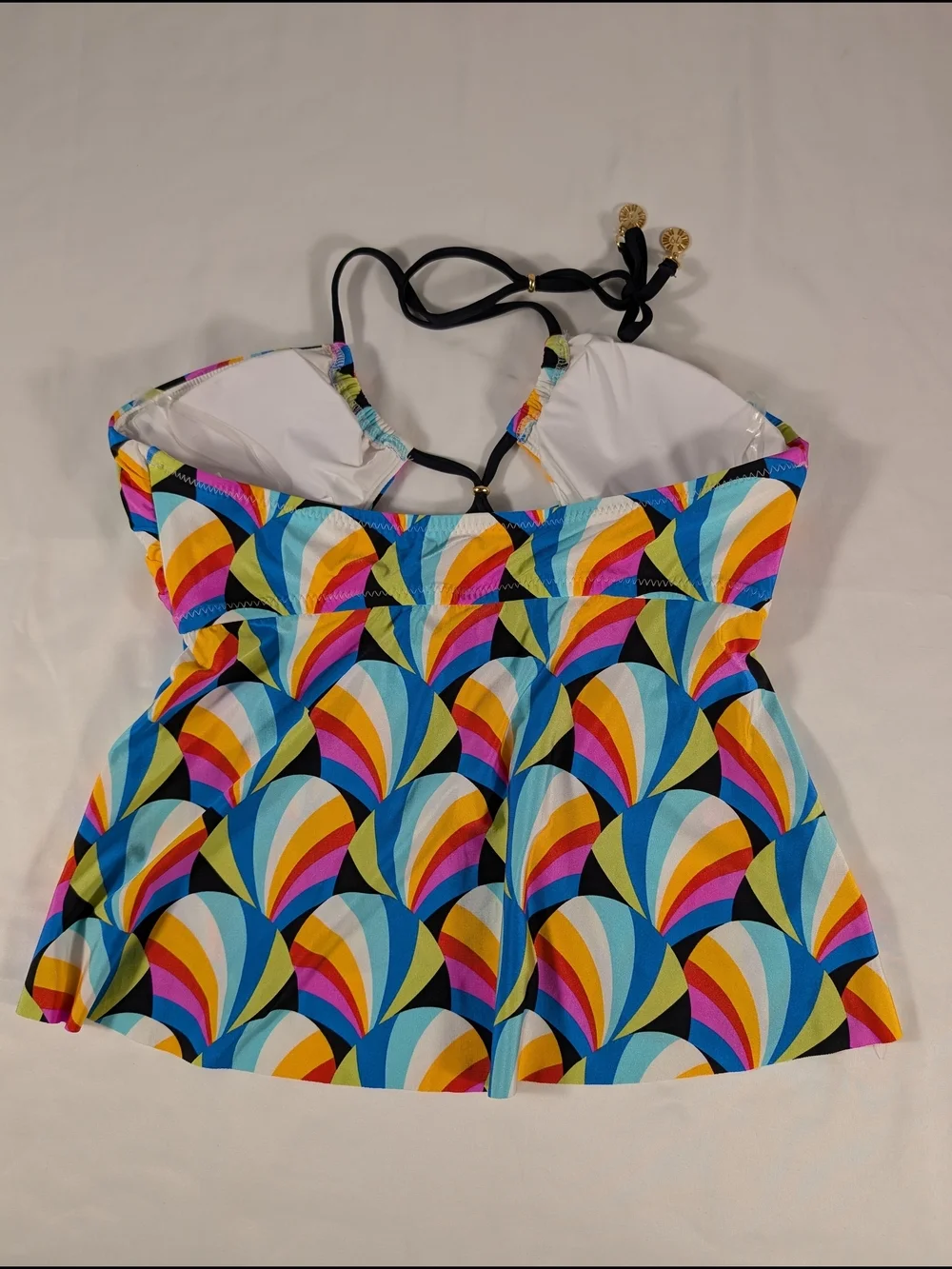 New Sunshine 79 Hang Loose Bandeau Tankini Halter Swim Top Keyhole Front Size 4